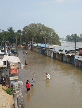 A flooded street in Sri Lanka