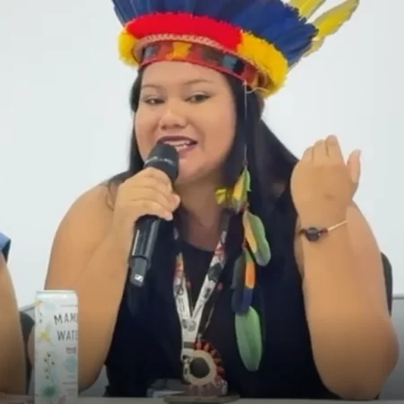 Ms. Jhajayra Idalia Machoa Mendúa from the A’I Kofan First Nation of Ecuador speaking at COP 30