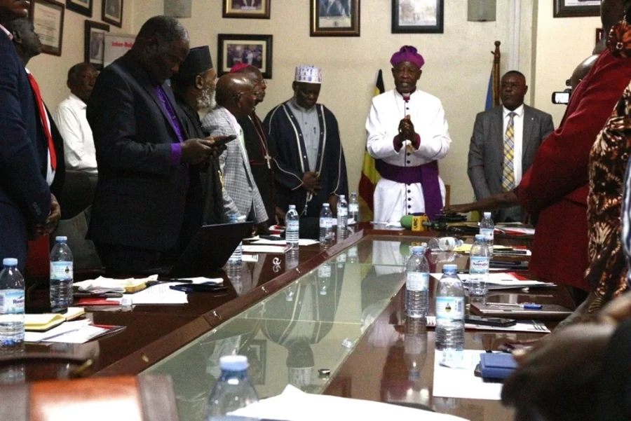 religious leaders discuss the January 2026 election in Uganda in a public meeting