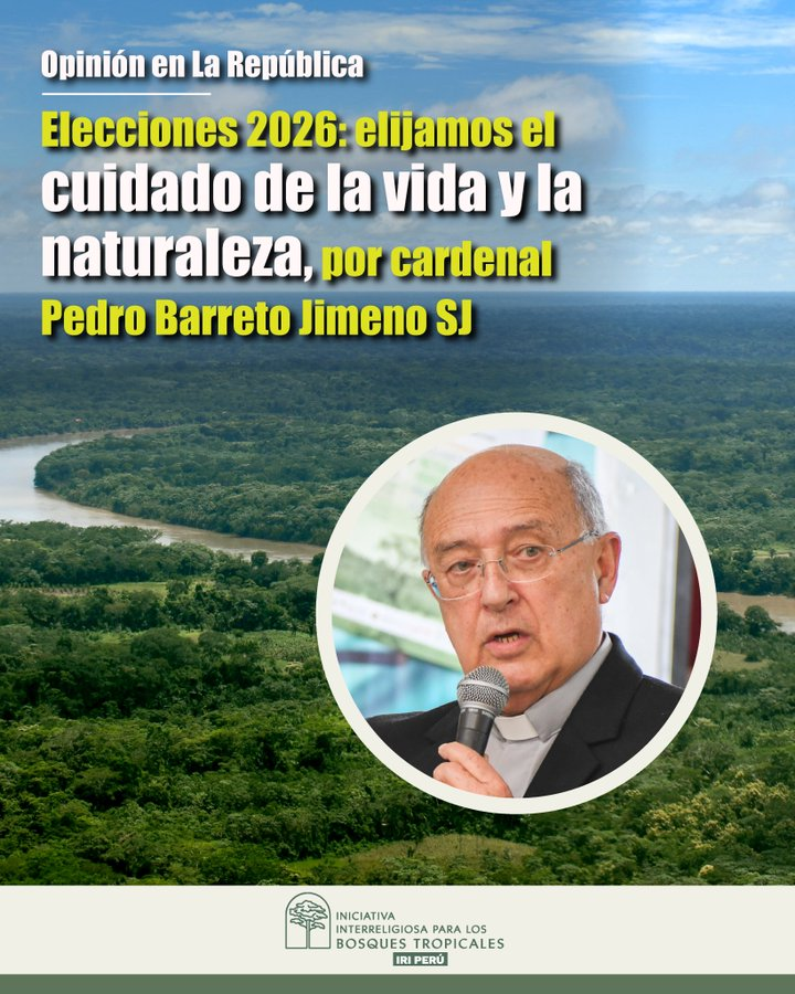 a social media post regarding an article written by Cardinal Pedro Beretto on ethical elections in Peru